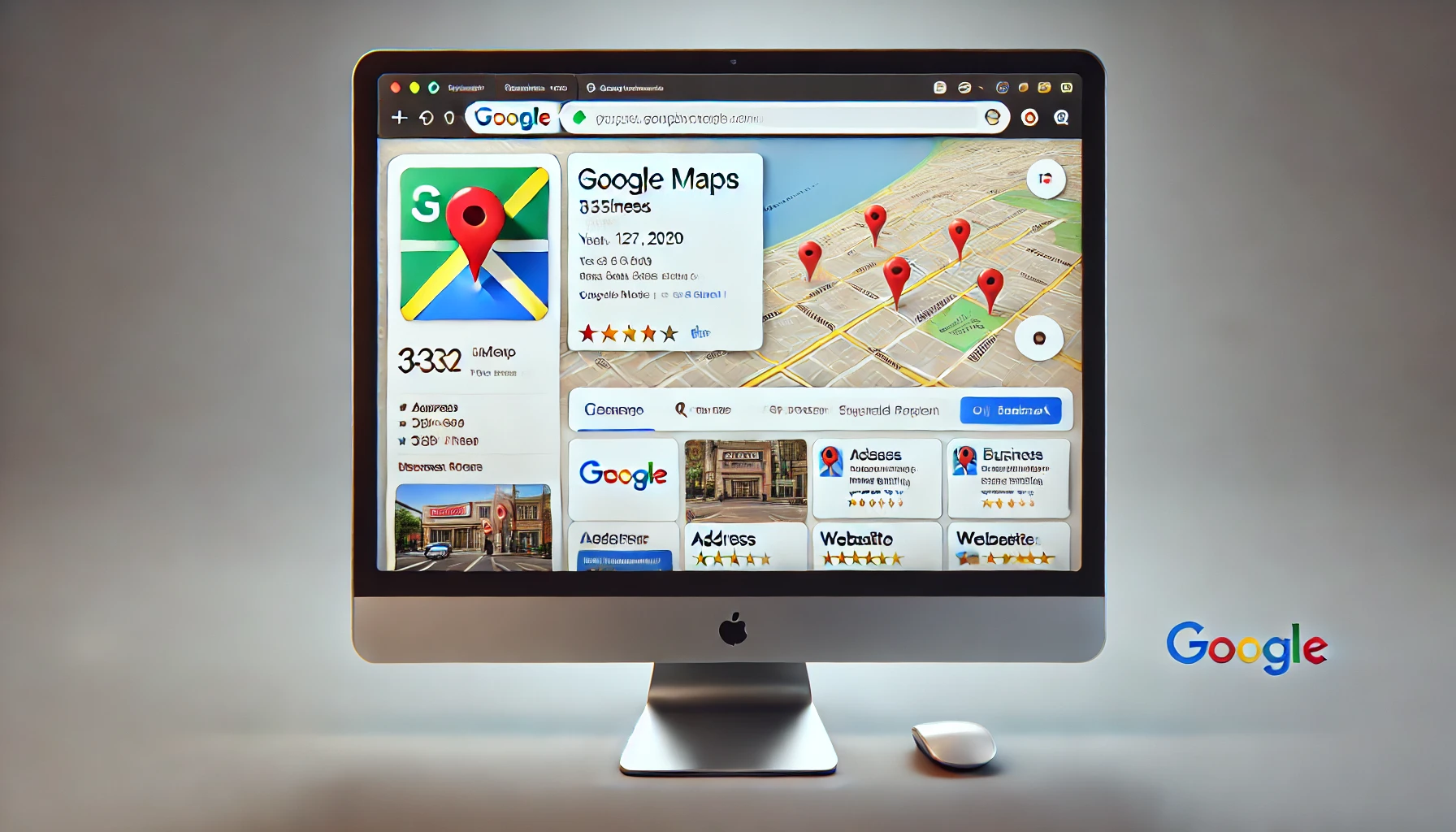 Image of a computer monitor displaying Google Maps.