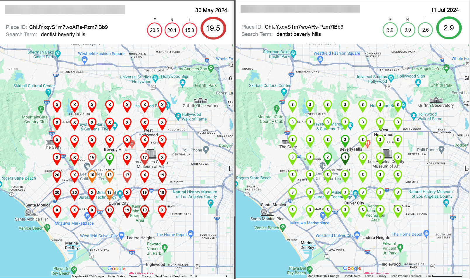 Google Maps Results for dentist beverly hills